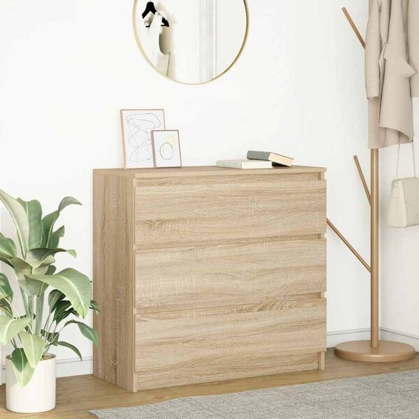 vidaXL Skjenk sonoma eik 80x35x76 cm konstruert tre