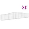 vidaXL Gabionkurver buede 8 stk 400x30x60/80 cm galvanisert jern