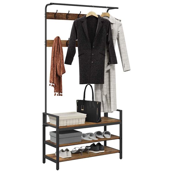 vidaXL Kleshenger Gammelt tre 95 x 34 x 184 cm Konstruert tre