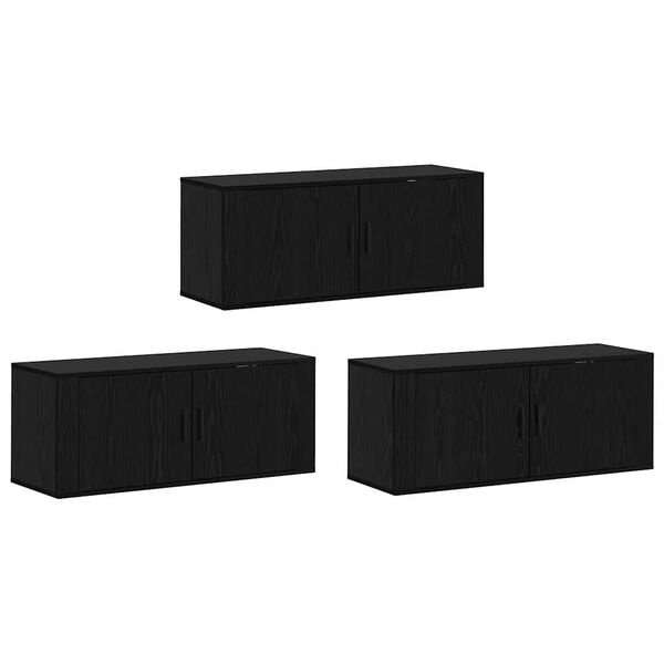 vidaXL Veggmontert TV-hylle sett 3 pcs Svart Eik 100 x 34,5 x 40 cm