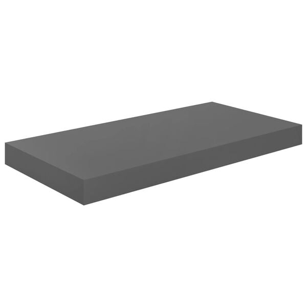 vidaXL Flytende vegghyller 2 stk høyglans grå 50x23x3,8 cm MDF