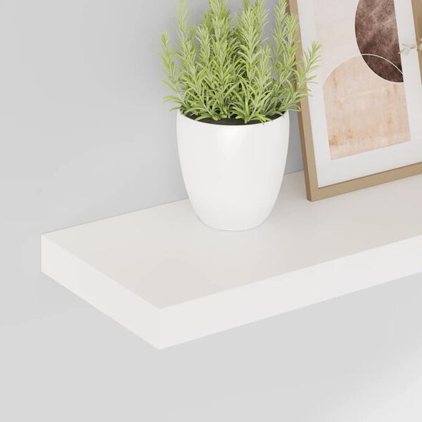 vidaXL Flytende vegghyller 2 stk h&oslash;yglans hvit 60x23,5x3,8 cm MDF
