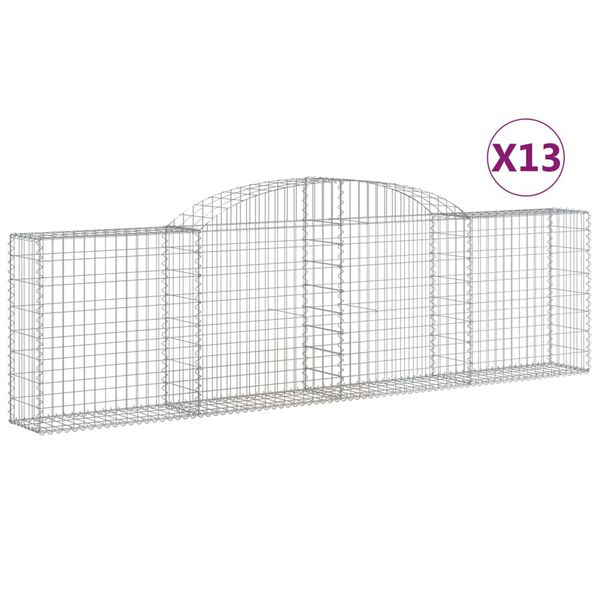 vidaXL Gabionkurver buede 13 stk 300x30x80/100 cm galvanisert jern