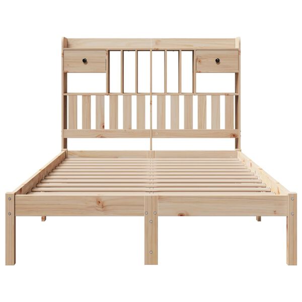 vidaXL Seng med bokhylle uten madrass 135x190 cm heltre furu