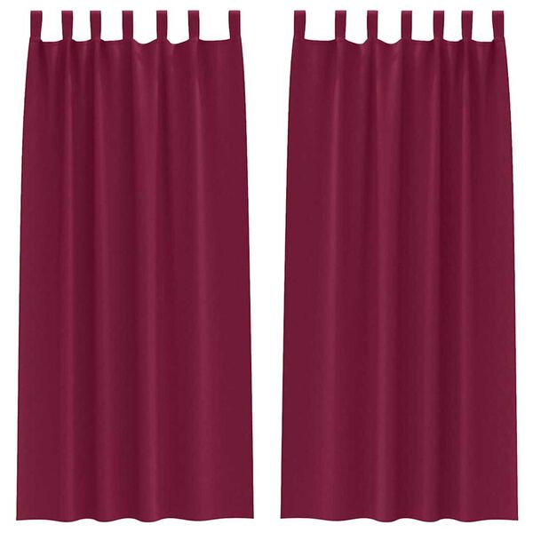 vidaXL Mørkleggende Gardiner med Ringer 2 pcs Vinrød 245 x 140 cm