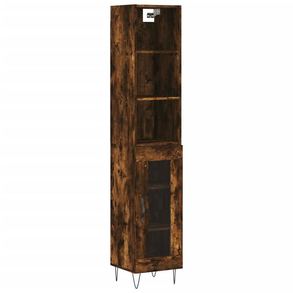 vidaXL Highboard r&oslash;kt eik 34,5x34x180 cm konstruert tre