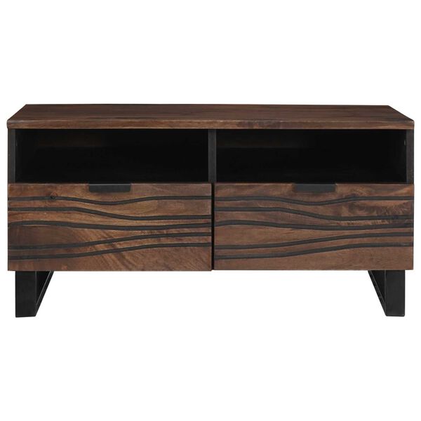 vidaXL Kaffebord Brun og svart 80 x 54 x 40 cm Massivt akasietre