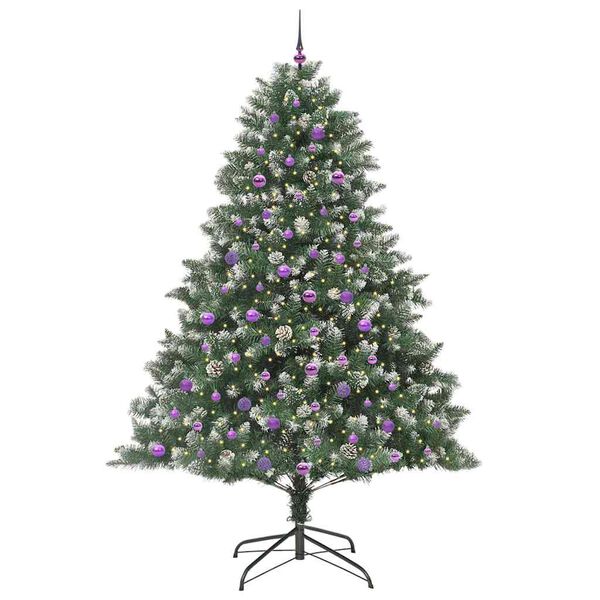 vidaXL Kunstig juletre med 300 LED gr&oslash;nn 240 cm PVC og plast og st&aring;l
