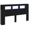 vidaXL LED Hodegavl Svart Eik 180 x 18,5 x 103,5 cm Konstruert tre