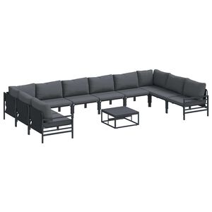 vidaXL Hagesofa Set med pute 11 pcs Svart St&aring;l