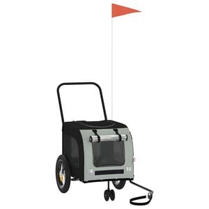 vidaXL Sykkelvogn for kjæledyr Grå og svart 125 x 53 x 54 cm