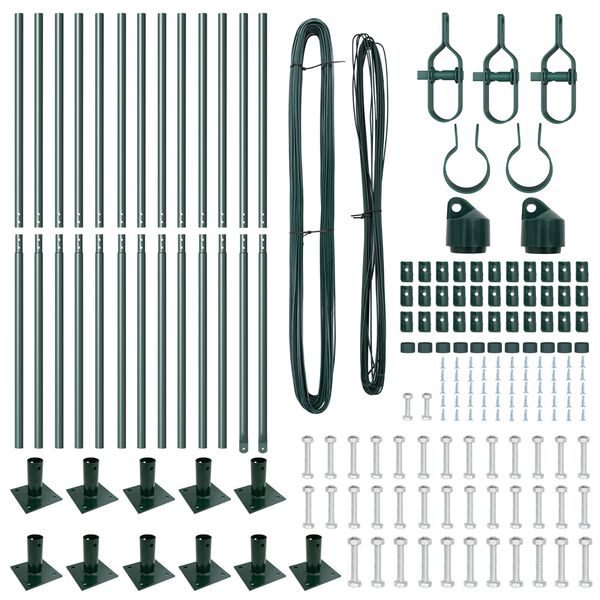 vidaXL Gjerdepunkter 13 pcs grønn Ø32mm 130 cm Galvanisert stål