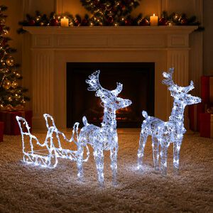 vidaXL Reinsdyr og slede julepynt 160 LED 130 cm akryl