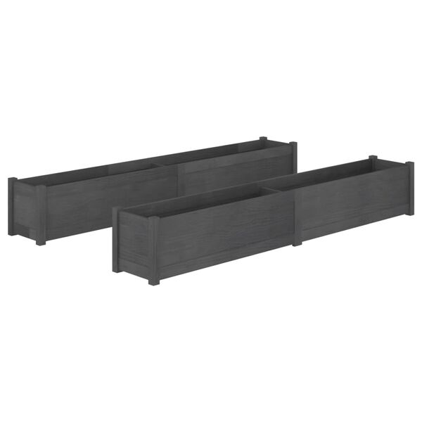 vidaXL Plantekasser 2 stk gr&aring; 200x31x31 cm heltre furu