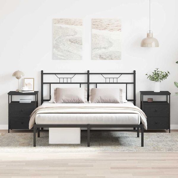 vidaXL Nattbordskap 2 pcs Svart Eik 34 x 35,5 x 50 cm Konstruert tre