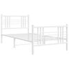 vidaXL Sengeramme i metall med hode- og fotgavl hvit 107x203 cm