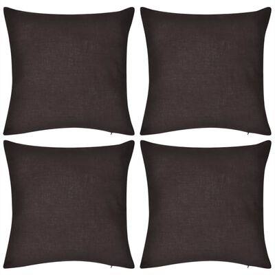 130914 4 Brown Cushion Covers Cotton 50 x 50 cm