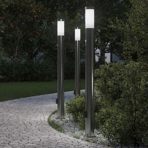 vidaXL Pullertlamper med sensor og stikkontakt 3 stk 110 cm rustfritt st&aring;l IP44