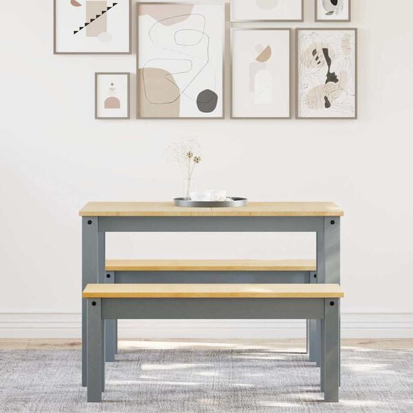 vidaXL Spisestue 3 deler PANAMA gr&aring; heltre furu