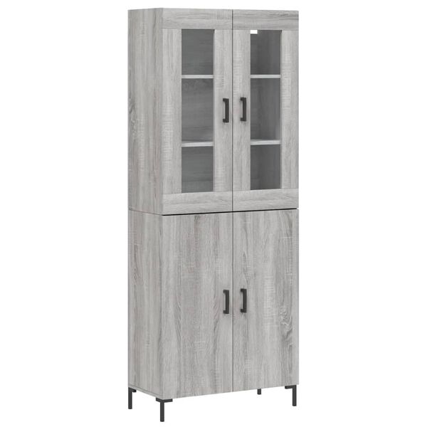 vidaXL Highboard gr&aring; sonoma 69,5x34x180 cm konstruert tre