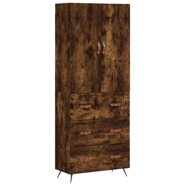 vidaXL Highboard r&oslash;kt eik 69,5x34x180 cm konstruert tre