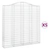 vidaXL Gabionkurver buede 5 stk 200x30x200/220 cm galvanisert jern