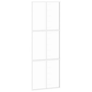 vidaXL Skyved&oslash;r hvit 76x205 cm herdet glass og aluminium