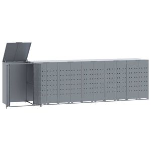 vidaXL S&oslash;ppeldunkskur for 6 dunker gr&aring; 414x79x117 cm st&aring;l