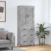 vidaXL Highboard betonggr&aring; 69,5x34x180 cm konstruert tre