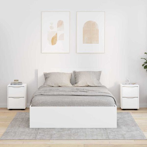 vidaXL Nattbord med skuff 2 pcs Hvit 30,5 x 30 x 43 cm Konstruert tre