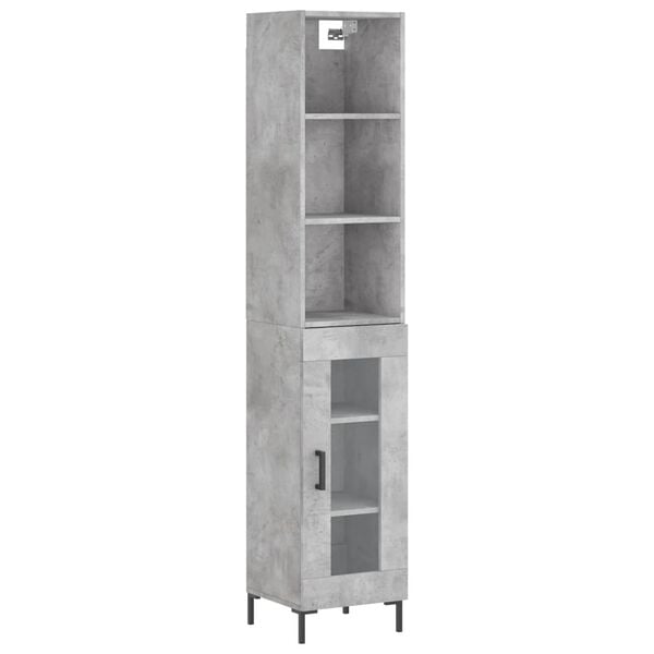 vidaXL Highboard betonggr&aring; 34,5x34x180 cm konstruert tre