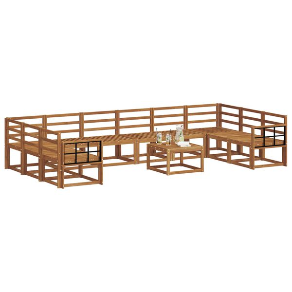 vidaXL Utend&oslash;rs sofa-sett 11 pcs Naturlig Solid akasietre