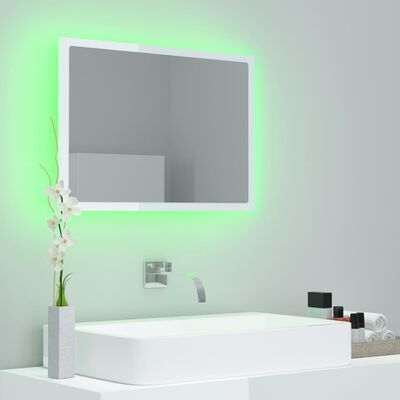 vidaXL LED-badespeil høyglans hvit 60x8,5x37 akryl