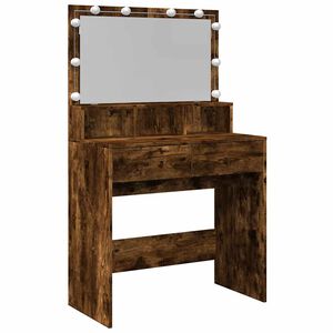 vidaXL Sminkebord med LED r&oslash;kt eik 80x41x134,5 cm