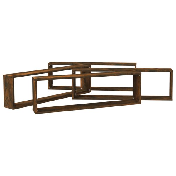 vidaXL Vegghyller kube 4 stk r&oslash;kt eik 100x15x30 cm konstruert tre