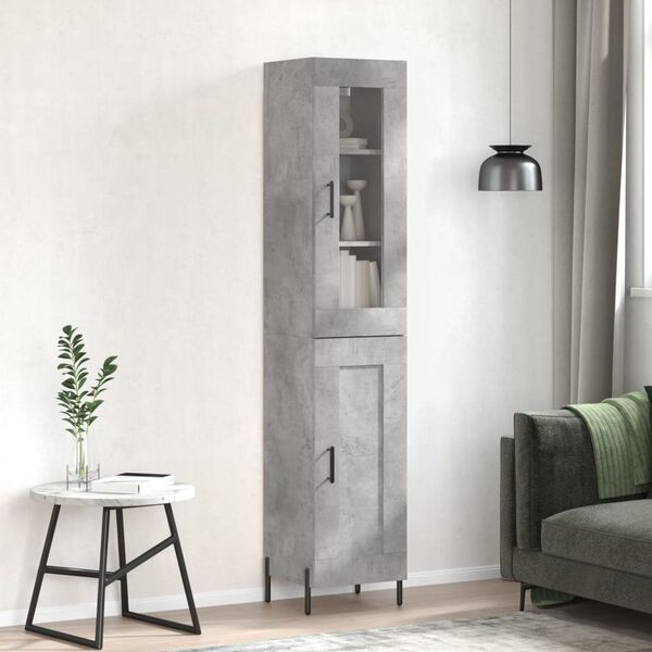vidaXL Highboard betonggr&aring; 34,5x34x180 cm konstruert tre