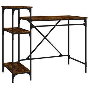 vidaXL Skrivebord med hyller r&oslash;kt eik 105x50x90 cm konstruert tre jern