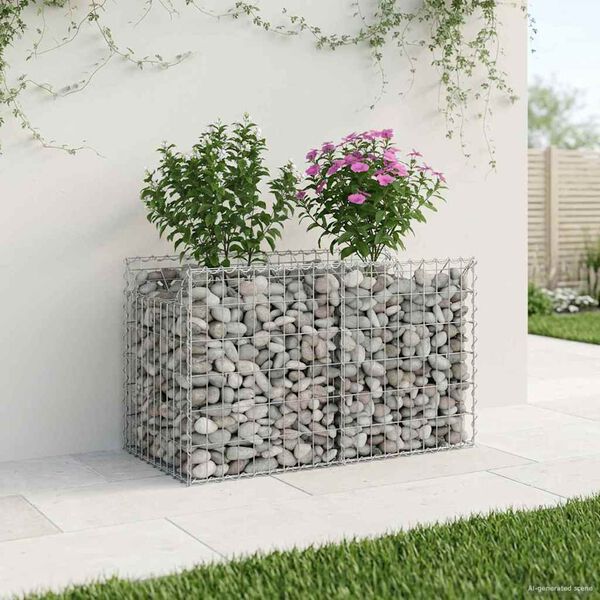 vidaXL Gabion hevet seng s&oslash;lv 100 x 50 x 60 cm Galvanisert St&aring;l