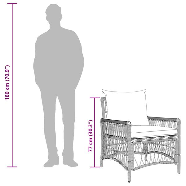vidaXL Hage Stol Svart 60 x 70 x 78cm polyrotting