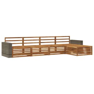 vidaXL Utend&oslash;rs sofa-sett 5 stk. Naturlig Solid akasietre