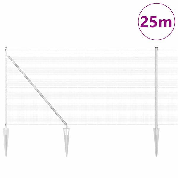 vidaXL Gjerdep&aring;le s&oslash;lv 25 x 1,2 m (16 x 16 mm nett) St&aring;l