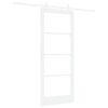 vidaXL Skyved&oslash;r Hvit 83 x 202 cm Massivt furutre og glass