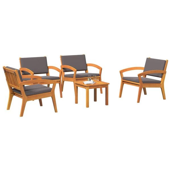 vidaXL Bistrosett med pute 5 pcs Brun 59,5 x 70,5 x 72,5 cm Polyester