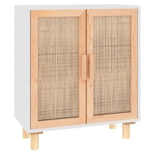 vidaXL Skjenk hvit 60x30x70 cm heltre furu og naturrotting