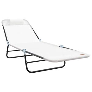 vidaXL Sammenleggbar solstol Krem 182 x 55 x 85,5 cm Textilene