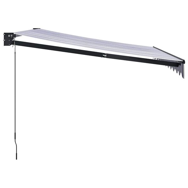 vidaXL Uttrekkbar markise bl&aring; og hvit 3x2,5 m stoff og aluminium