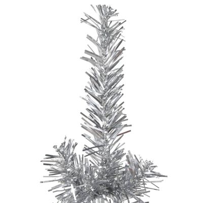 vidaXL Kunstig halvt juletre med stativ tynt sølv 240 cm