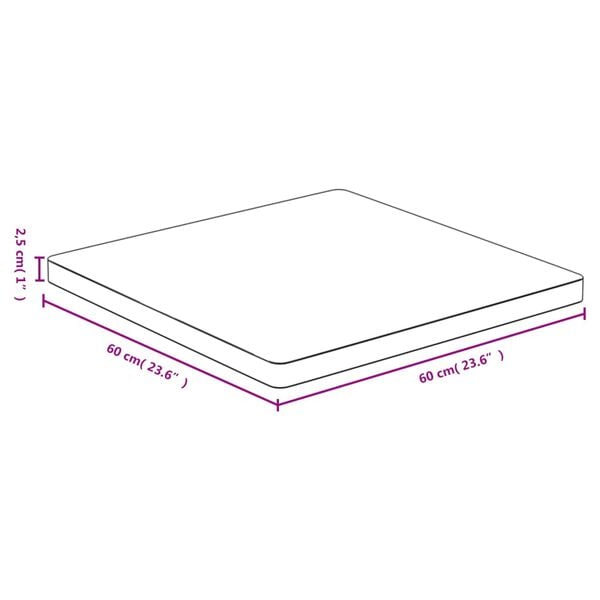 vidaXL Bordplate 60x60x2,5 cm bambus