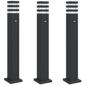 vidaXL Utend&oslash;rs gulvlamper med sensorer 3 stk svart 80 cm aluminium