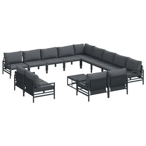 vidaXL Hagesofa Set med pute 14 pcs Svart St&aring;l